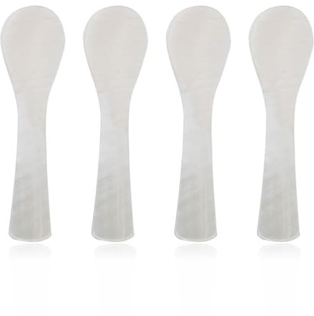 CJQRL 4 Stück Perlmutt Löffel, Kaviar Löffel, Eierlöffel Perlmutt, Kaviarlöffel, Mutter Des Perlenlöffels Klassiker Mutter Der Perle, Mutter Von Perlmutter, Caviar Spoons, Handarbeit