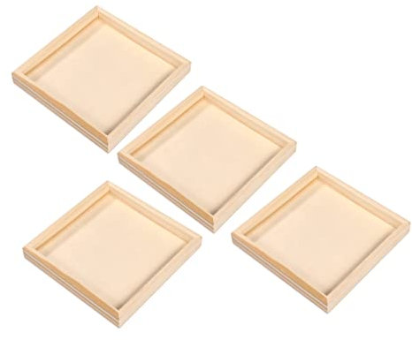 Alipis 4sets Tray Puzzles Puzzle Mat Puzzle Storage Construction Puzzle Keeper Puzzle Rack Jigsaw Puzzle Boards Portable Jigsaw Puzzle Table Puzzle Supply Beige Wooden 4pcs*4