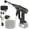 Nettoyeur Haute Pression sans Fil, 21V Max 200 Bar Nettoyeur Haute Pression avec Batterie de 3,0Ah, Press & Clean Pistolet de Lavage avec écran LCD de Puissance et 3 Vitesses (Noir avec 1 Batterie)