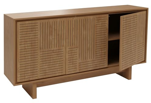 Mendler Sideboard HWC-O35 Melamin 86x160x40cm - Ulme Natur | Schrank, Highboard, 3 Türen, Staufächer