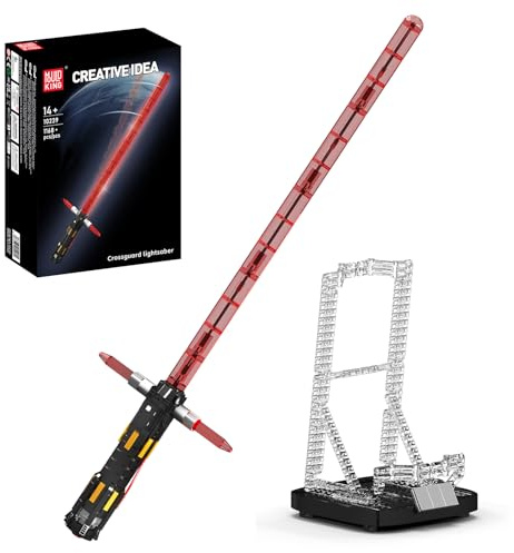 Mould King 10239 Technik Kreuzgriff-Sci-Fi-Lichtschwert-Baustein-Modell, LED-Leuchtversion, mit Beleuchtung und Ständer für kreatives Rollenspiel-Anime Technologie Klemmbausteine Bausatz (1168+ Teile)