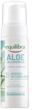 Equilibra Aloe Ialuronica Mousse Detergente Viso, 150 ml, Doppia Detersione | con Succo di Aloe, Acido Ialuronico 3 Pesi Molecolari e Centella Asiatica, Adatto a pelli sensibili, Clinicamente Testata