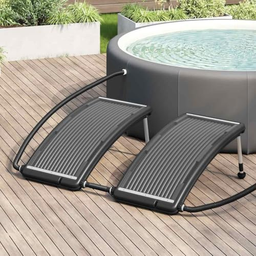 LoogCape Gebogene Solar-Heizpaneele für Pool 2 Stück 110x65 cm, energiesparende Poolheizung, Wassererwärmung, Montage auf Boden oder Dach, mit verstellbaren Beinen für effiziente Sonnenenergie