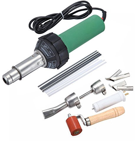 Iglobalbuy 1600W Soudeur à air chaud en plastique, Thermique pistolet de soudage à air chaud en vinyle PVC TPO avec buses, température réglable Pistolet à air Chaud Soudure Souder