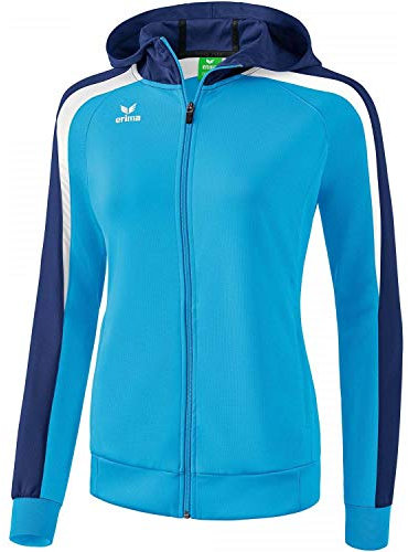 ERIMA Damen Jacke Liga 2.0 Trainingsjacke mit Kapuze, curacao/new navy/weiß, 42, 1071856