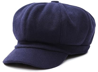DORRISO Mode Damen Baske Baskenmütze Gestrickte Schirmmütze Frühling Herbst Winter Mütze Weiche Maler Mütze Barett Mütze Achteckiger Hut 54-60CM Blau