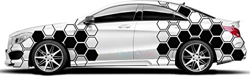 1A Style Sticker Auto Dekor Seitenaufkleber Set Waben Muster Rauten Hexagon Aufkleber Rautenmuster, Wabendesign