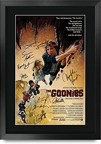 HWC Trading Goonies The Cast Geschenke Printed Poster Autogramm Bild für Film-Memorabilia Fans Signed - A3 Eingerahmt