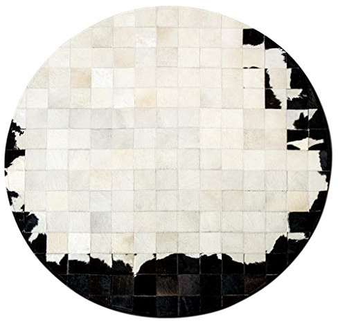 Große Runde Kuhfell Teppiche Patchwork Schwarz und weiß kuhfell Decke Deko Kuhhaut Teppiche for Wohnzimmer Schlafzimmer Kinder-Zimmer Modern Design Home Decor