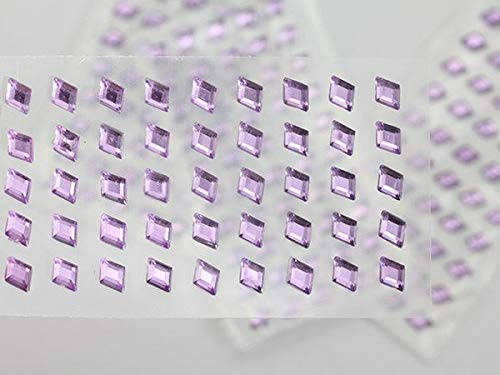 Allstarco 6x4mm (15/64x5/32) Purple Lilac Self-Adhesive Rhinestones | 250 pieces, peel-and-stick backing, no glue required, ideal for face gems, body art, cards, invitations