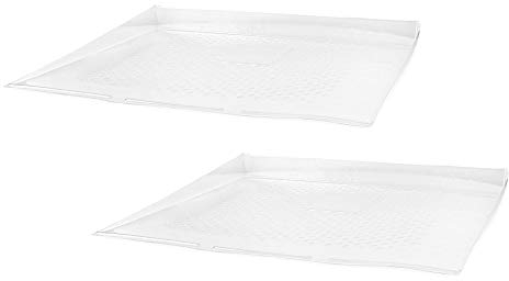 Ex-Pro Universal 55.6 x 53cm Transparent Plastic Water Drip Tray Accessory for Washing Machine, Tumble Dryer, Dishwasher, Fridge, Freezer - 2 Pack