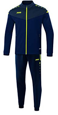 JAKO Herren Trainingsanzug Polyester Champ 2.0, Marine/Darkblue/Neongelb, S