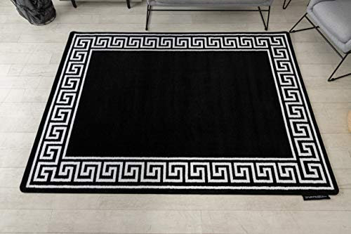 rugsx Elegant Teppich Hampton für Zimmer, Wohnzimmer, Schlafzimmer, schwarz weiß Grecos, New Yorker Stil, 120x170 cm