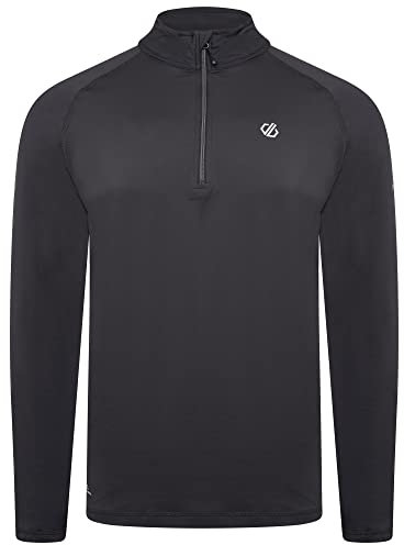 Dare 2b Herren Fuse Up II Core Stretch Lightweight Quick Drying Half Length Inner Zip Chin Guard Dehnbare Mittelschicht, Ebony Grey, M