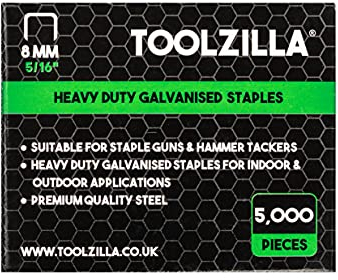 TOOLZILLA Heftklammern für Heftpistole, verzinkt, 8 mm, 5.000 Stück, B08L6Z9CB1
