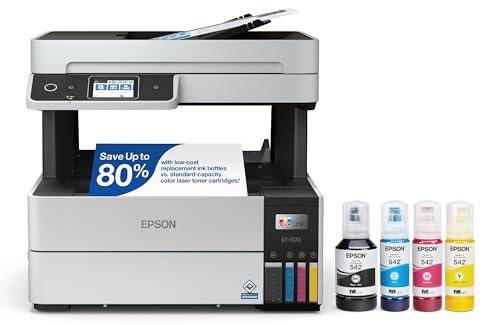 Epson EcoTank Pro ET-5170 Wireless Color All-in-One Supertank Printer with Scanner, Copier, Fax Plus Auto Document Feeder White Large