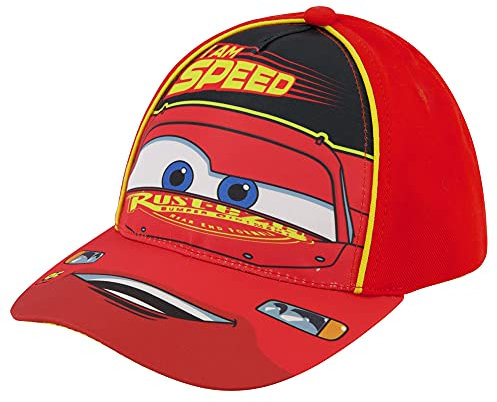 Disney Toddler Baseball Hat for Boy’s Ages 2-7, Lightning McQueen Kids Cap, Washed Sunhat, Yellow/Red, 2-4T