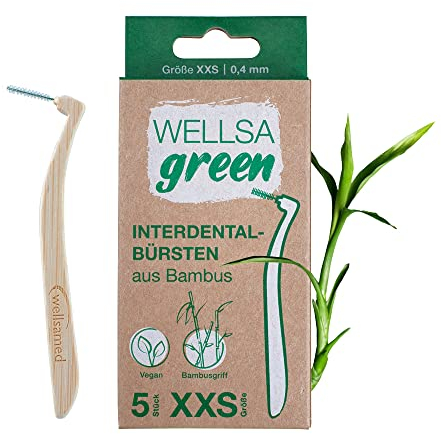 Wellsamed Bambus Interdentalbürsten L-Shape (XXS) 5er Pack, Grün