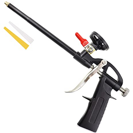 UYUYong Schaumpistole Edelstahl + Aluminium Bauschaumpistole PTFE mit Schalter No-Clean No-Reiniger PU Schaumpistole mit Ergonomischer Griff für Pistolenschaum Montageschaum Dichtung Füllen