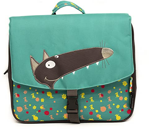 LES DÉGLINGOS Cartable scolaire 32cm-Ecole Primaire idéal Grande Section, CP, Vert/Loup x Auzou, 32 cm Unisex Kids