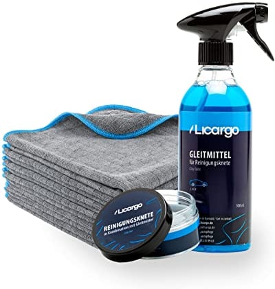 LICARGO® Bundle - Reinigungsknete Set & 6X Mikrofasertücher - Tiefenglanz für Deinen Lack - 100g Lackknete, 500ml Gleitmittel - Reinigungsknete Auto für porentiefe Reinheit - Auto Knete, Lack Knete