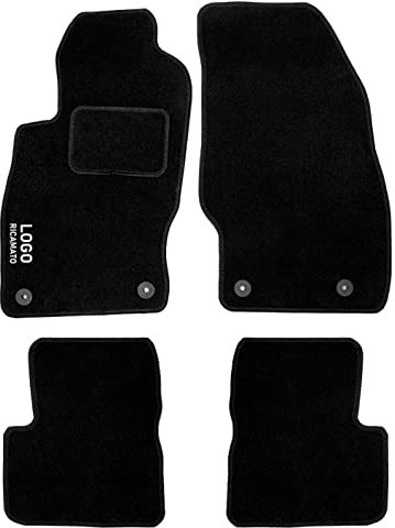 Auto Accessori Lupex Tappetini Auto Compatibili Per Corsa D | Tappeti Sagomati | In Moquette Nera | Logo Ricamato Battitacco e 4 Clip Di Fissaggio | Accessori Interni