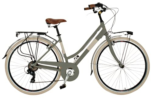 Airbici 605AL Damenfahrrad Citybike 28 Zoll Grau | Fahrrad Damen Retro Cityräder City Bike | 6 Gänge, Aluminiumrahmen, Schutzblech, LED-Licht und Gepäckträger City-Bike Damen (Grau)