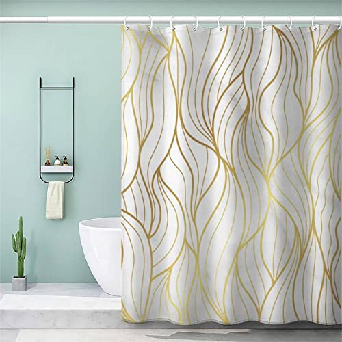 VASENA Duschvorhang Anti Schimmel 240x200 cm 3D Motiv Wasserdicht Shower Curtain Geometrie Marmor Badewanne Vorhang Polyester mit 12 Haken