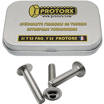 Vis Allen Tete Bombee M6 x 30mm : Boite 10 Pcs Visserie Inox A2 pour Ecrou Rondelle | Vis 6 Pans Creux a Embase | Vis Tete Ronde avec Collerette - ISO 7380-2 | Boite Rangement Vis PROTORX