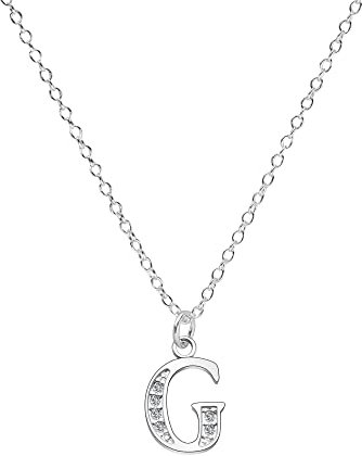 Kraven S925 Silver Initial Necklace Charm Necklace, Dainty Cubic Zirconia Letter Dainty Necklaces Jewelry Birthday Gifts for Women Girls (G)