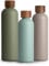 T&N Edelstahl Trinkflasche 500ml, Thermosflasche 0.5l mit Akazienholz Deckel, Isolierte Wasserflasche auslaufsicher bei Kohlensäure, Isolierflasche 500 ml - Aqua Turquoise