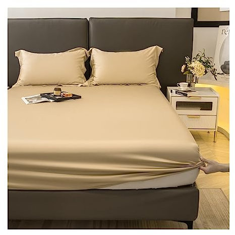 OBONG Premium Spannbettlaken 100% Tencel Lyocell Eukalyptusfasern Spannbetttuch for Allergiker Antibakteriell Ganzjahres Bettwäsche (Color : C, Size : King)