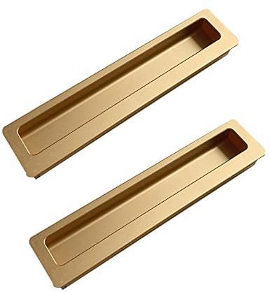 2 Piezas de manija de Concha Dorada para Puerta corrediza Manija empotrada Cuadrada Manija Oculta de Aluminio Manija empotrada para Puerta corredera Hecha de perillas ext(200mm)