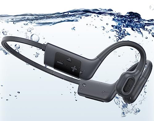 TELNP Swimming Headphones, IPX8 Waterproof Headphones Swimming,Bluetooth 5.3 Bone Conduction Headphones with Built-in 32Gb MP3 Player,Open-Ear Underwater earphones for Running Cycling Diving