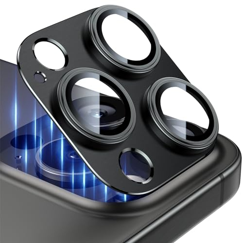 Esanik (2 Stück Kameraschutz für iPhone 15 Pro/iPhone 15 Pro Max Kamera Schutz, Panzer Schutz Glas Aluminiumlegierung Linsenschutz Camera Screen Protector