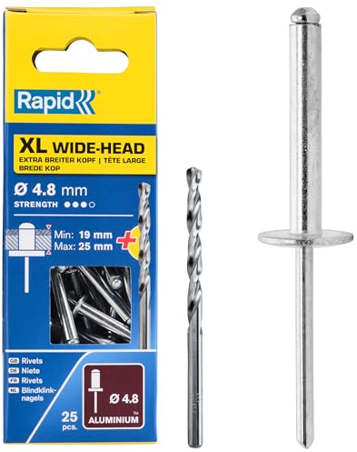 Rapid 5000668 Rivets XL Ø 4.8 x 30mm Gris (Lot de 2)