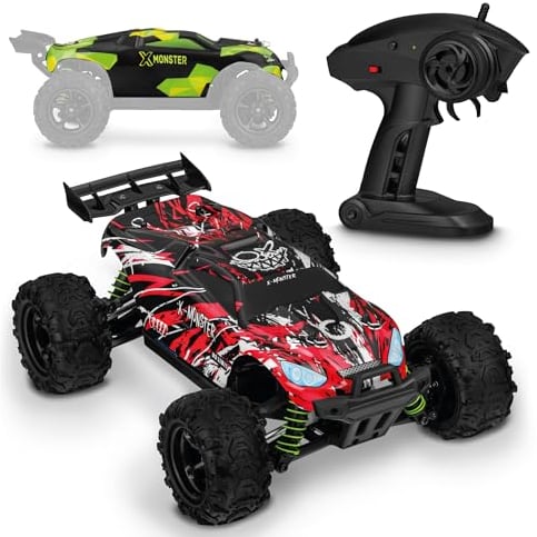 Overmax X-Monster Truck Ferngesteuertes RC Auto 45 km/h, 1:18, 2 Akkus, Allrad, 100m Reichweite, Buggy verbesserter Fernbedienung
