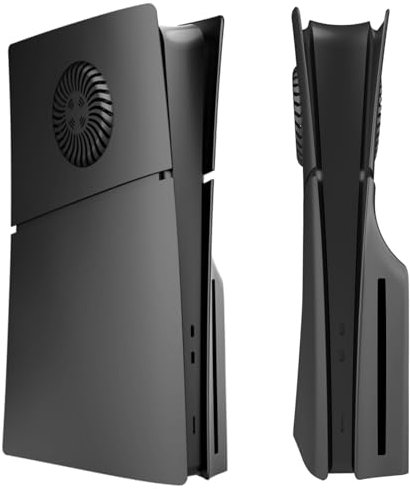 Slim Disc Edition Abdeckplatten Mit Kühlungsöffnungen für PS5 Konsole, Shell Panels für PlayStation 5 Zubehör, Schützende Ersatzblende (Schwarz)