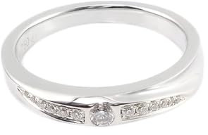 Wycian Wedding Rings Couple, Verlobungsring Platin 14 Karat Weißgold Größe 52 (16.6) Moissanit Rundschliff Weiß Npassbar Für Abschluss