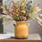 Quoowiit Rustic Ceramic Vase Distressed Home Decor Shelf Decor Yellow Bohemian Vase for Living Room Bedroom Kitchen Office Table Centerpiece Table Decoration