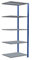 qpool24 Anbauregal, Fachbodenregal Stecksystem MULTIplus250, 2000 x 750 x 600 mm (HxBxT), 5 Fachböden, Kreuzstrebe, RAL 5010 enzianblau/verzinkt/verzinkt