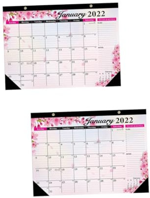 EXCEART 2 Stk Zeitplan 2022 Ferienkalender 2021-2022 Jährlicher Wandkalender Mini-staffeleien Englische Ausgabe Kalender 2022 Notizkalender Groß Tischset Doppeltes Offsetpapier Büro