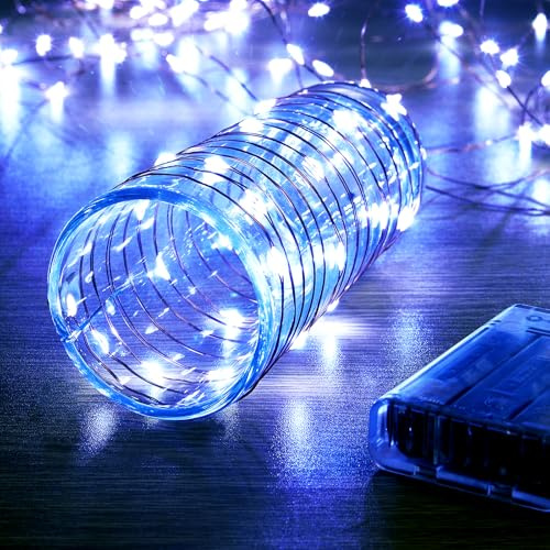 Ariceleo Upgraded LED Fairy Lights, 1 Pack 16ft Cool White with Timer and Synchronized Twinkle Mode, Battery Operated String Lights, Separately Boxed, 50 LEDs, Idea for Christmas Bedroom Party Wedding