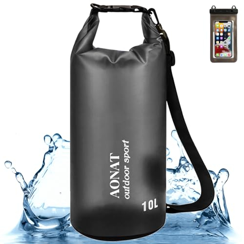 Dry Bag wasserdichte Tasche,10Lwasserdichter Beutel Rucksack ,Wasserdichter Packsack mit Schultergurt und Wasserfester Handyhülle, für Fotografieren geeignet für Wassersport Strand Schwimmen Boot