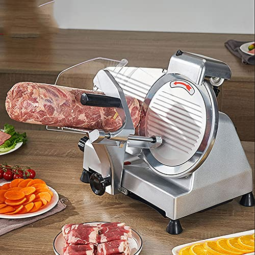 MLUENF Affettatrice elettrica da 240 W, Affettatrice cromata, Lama elettrica in Acciaio al Carbonio da 10 Spessore Regolabile, Affettatrice per Alimenti