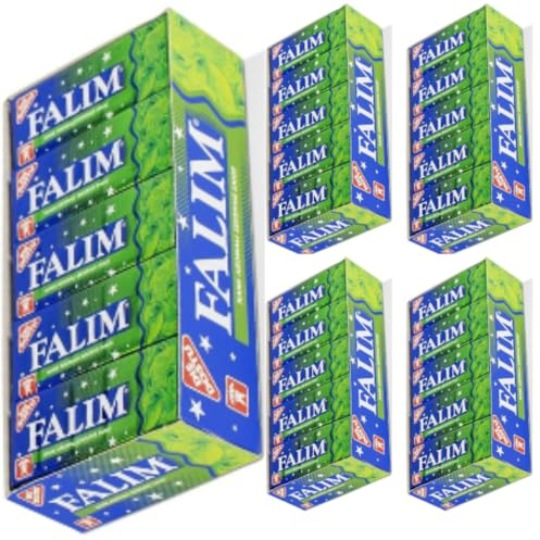 Falım Zuckerfreier Kaugummi mit Minzgeschmack, 5er-Pack à 20 Stück 160 Gramm x 5 Karton (Insgesamt 500 Stück) mit Pufai Grocery
