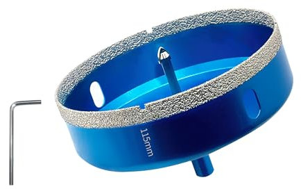 Teronbeta Scie Cloche Diamantée avec Foret Guidage de Centrage, Professionnelle Foret Diamanté Brasé pour Carrelage, Porcelaine, Verre, Marbre et Céramique (115mm)