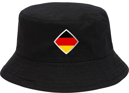 Deutschland Hut EM Fußball 2024 Herren Damen Anglerhut Fischerhut Bucket Hat Europameisterschaft Germany Fanartikel DE Public Viewing EM Deko Kappe Mütze Männer Frauen Fussball Quadrat