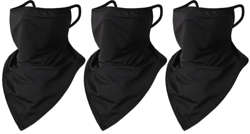 FUIPVGI 3 Stück Face Shield Halstuch Bandana Gesichtsmaske mit Ohrschlaufen Motorrad Sturmhaube Multifunktionstuch Schutzmaske Outdoor Schal Gesichtsmaske Bandana Ski Maske, Einheitsgröße (Schwarz)