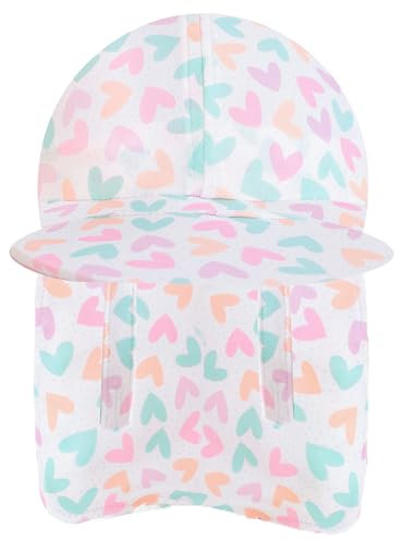 Gifts Treat Baby Mädchen Sonnenhut Kinder Legionärshut, UPF 50+ Sonnenschutz Badekappe, Baby Kinder Sonnenhut Badehut mit Nackenschutz, Herz, 6-8 Jahre